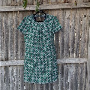 J.Crew Green/Pink Geometric Pattern Dress